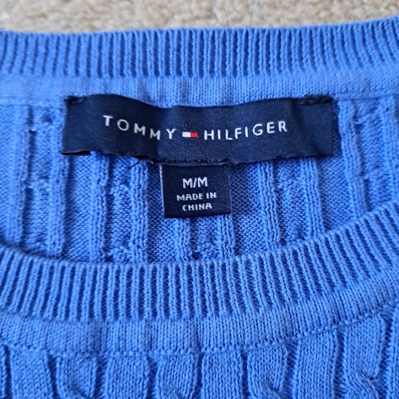 Tommy Hilfiger Sweater Women's Size Medium Blue Cable Knit Short Sleeved NWOT - Picture 8 of 14